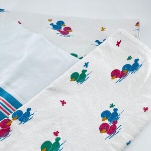 3 Medline Receiving Blankets Duck Stripes Cotton Oversized Hospital Grade Vtg